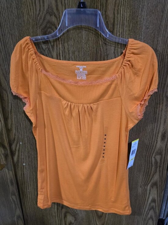 Jones New York Tops - Jones New York Solid Orange Pullover Top Lace Collar & Sleeves